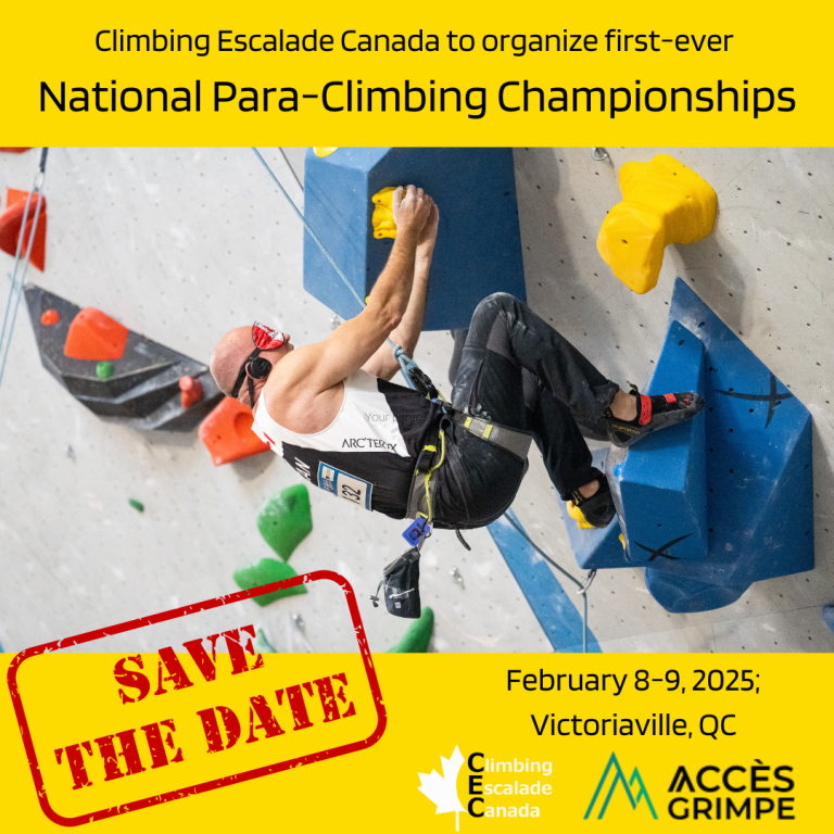 Climbing Escalade Canada to organize first-ever National Para-Climbing Championships