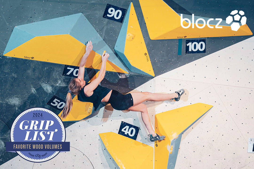 Climbing on Blocz volumes during a competition