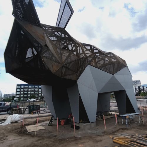 The Denargo Market rhino under construction