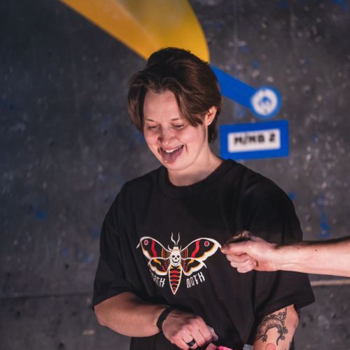 Jesse smiling at a comp