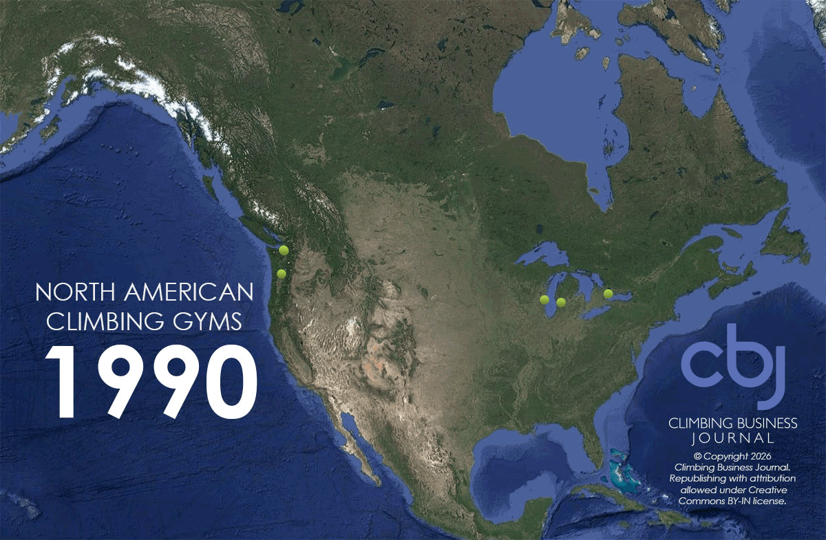 North American Climbing Gym Growth since 1990