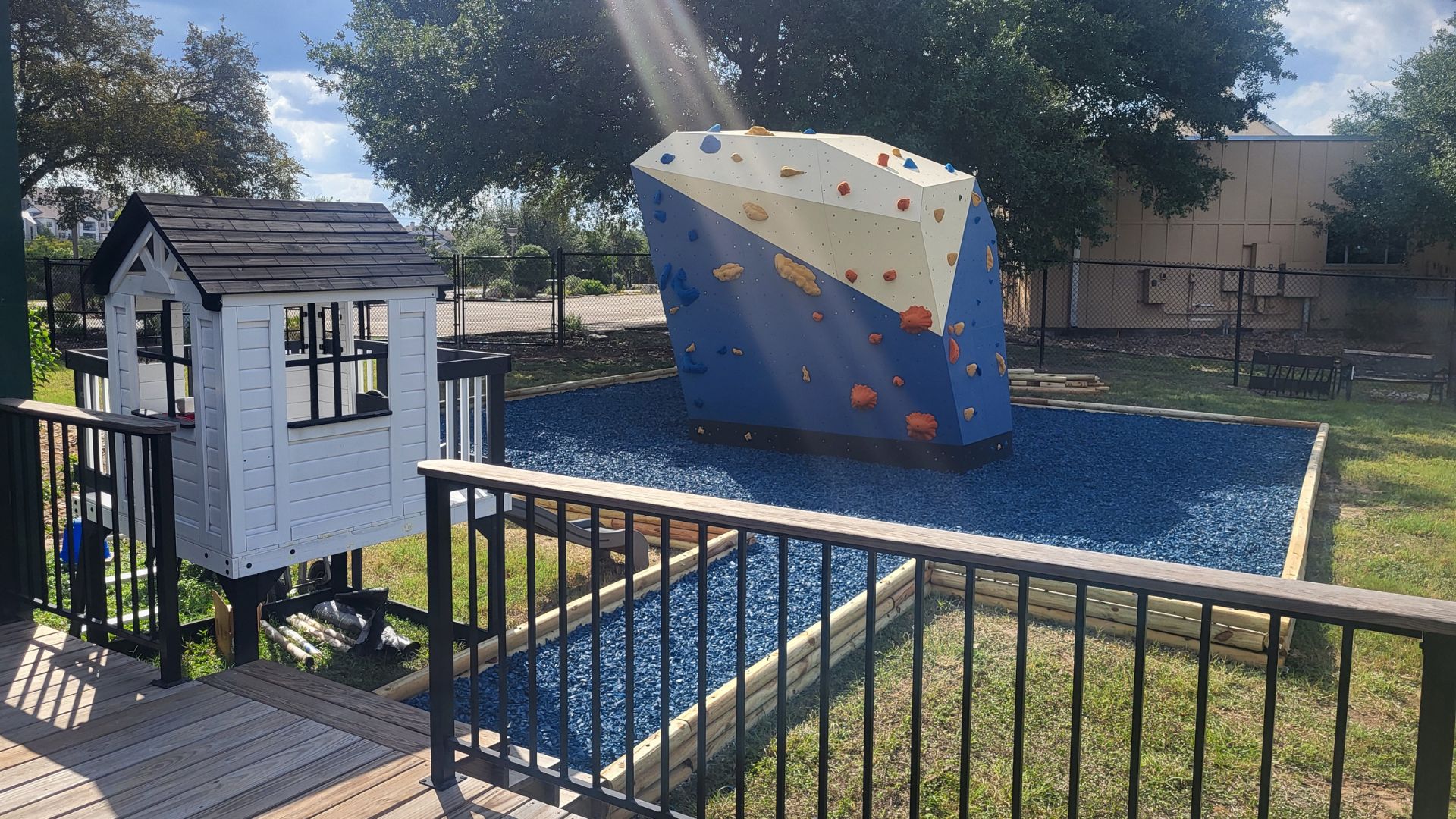 The gym's outdoor bouldering area