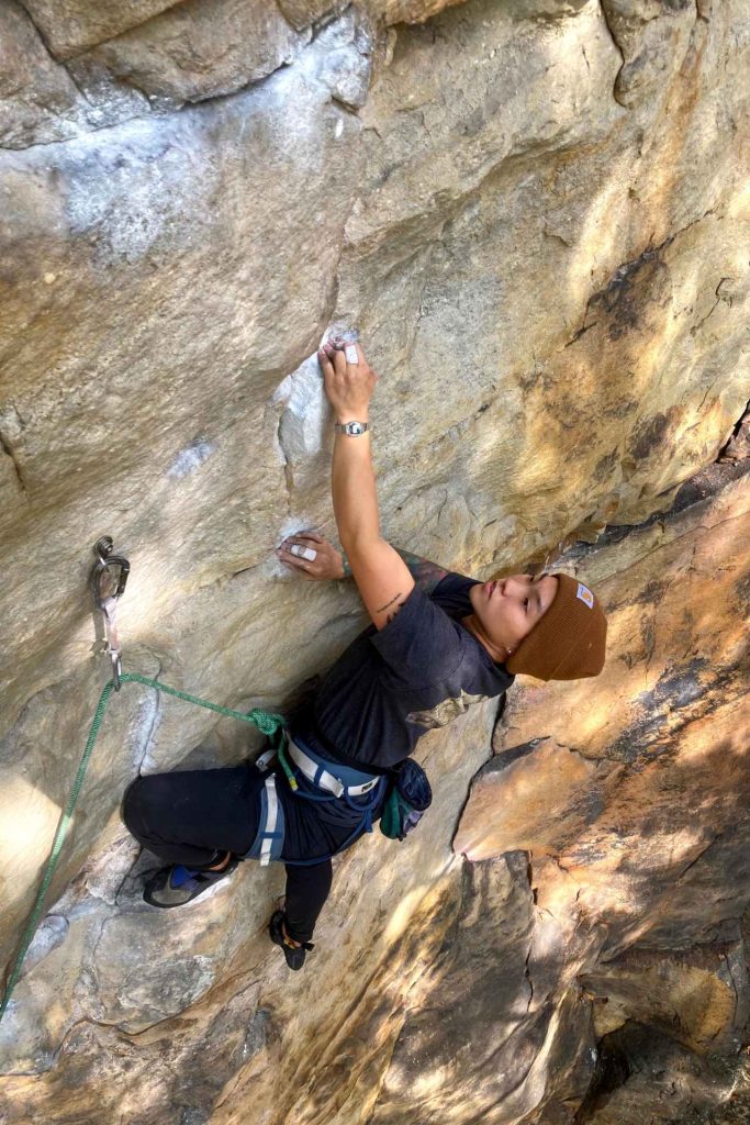 Zuoyi Phang sport climbing outside