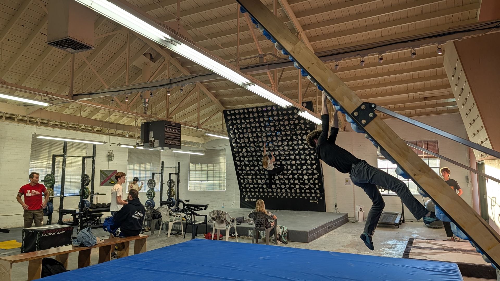 Climbers training inside Rifle Climbing Center