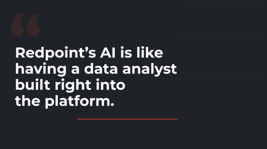 Redpoint graphic: "Redpoint's AI is like having a data analyst built right into the platform"