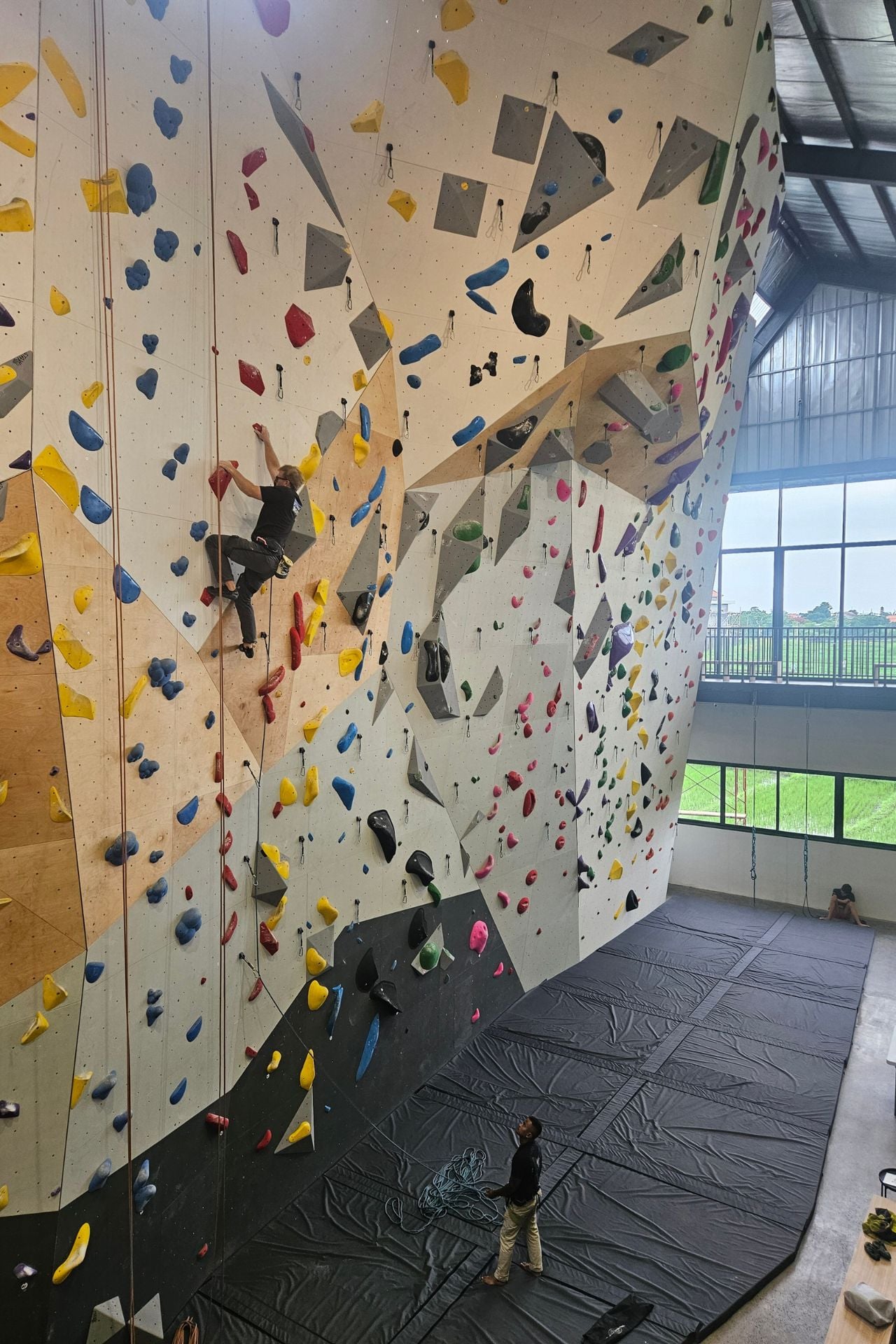 Roped walls at the new climbing gym