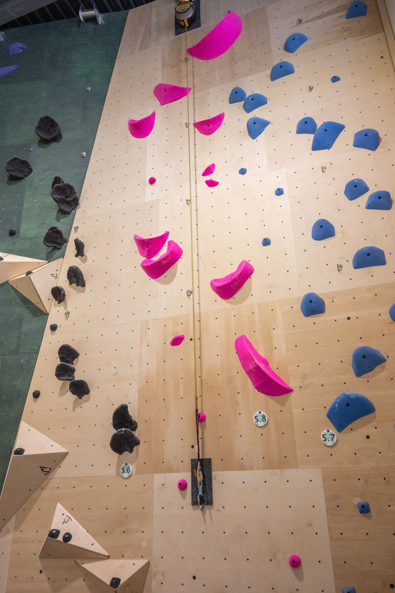 One of the gym's roped climbing areas