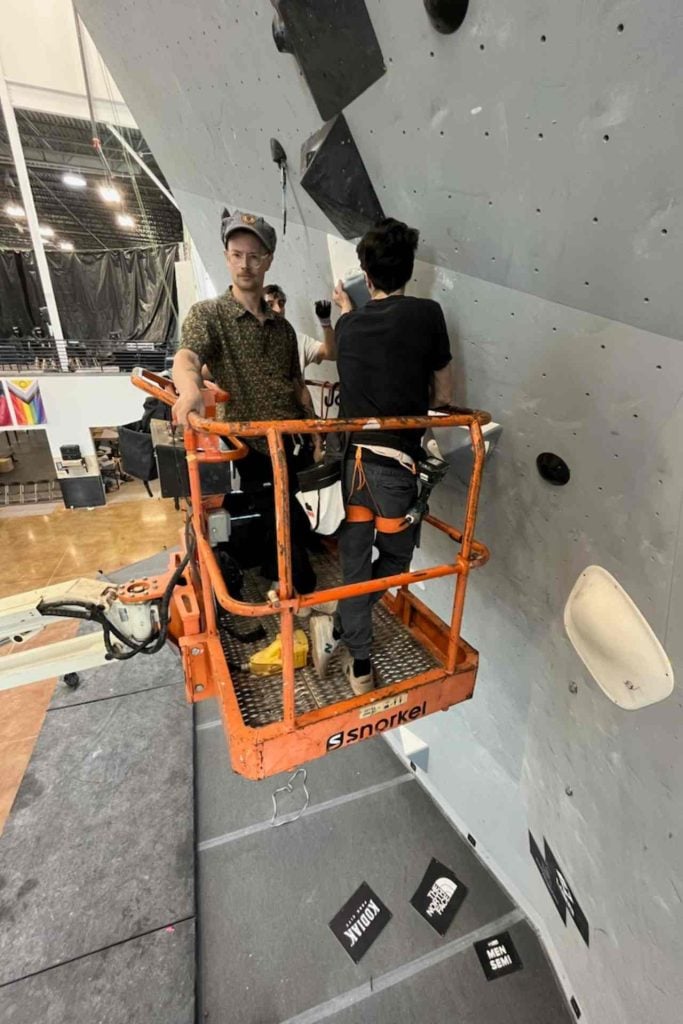 Rylan Marshall-Meistrich setting a roped route on a lift