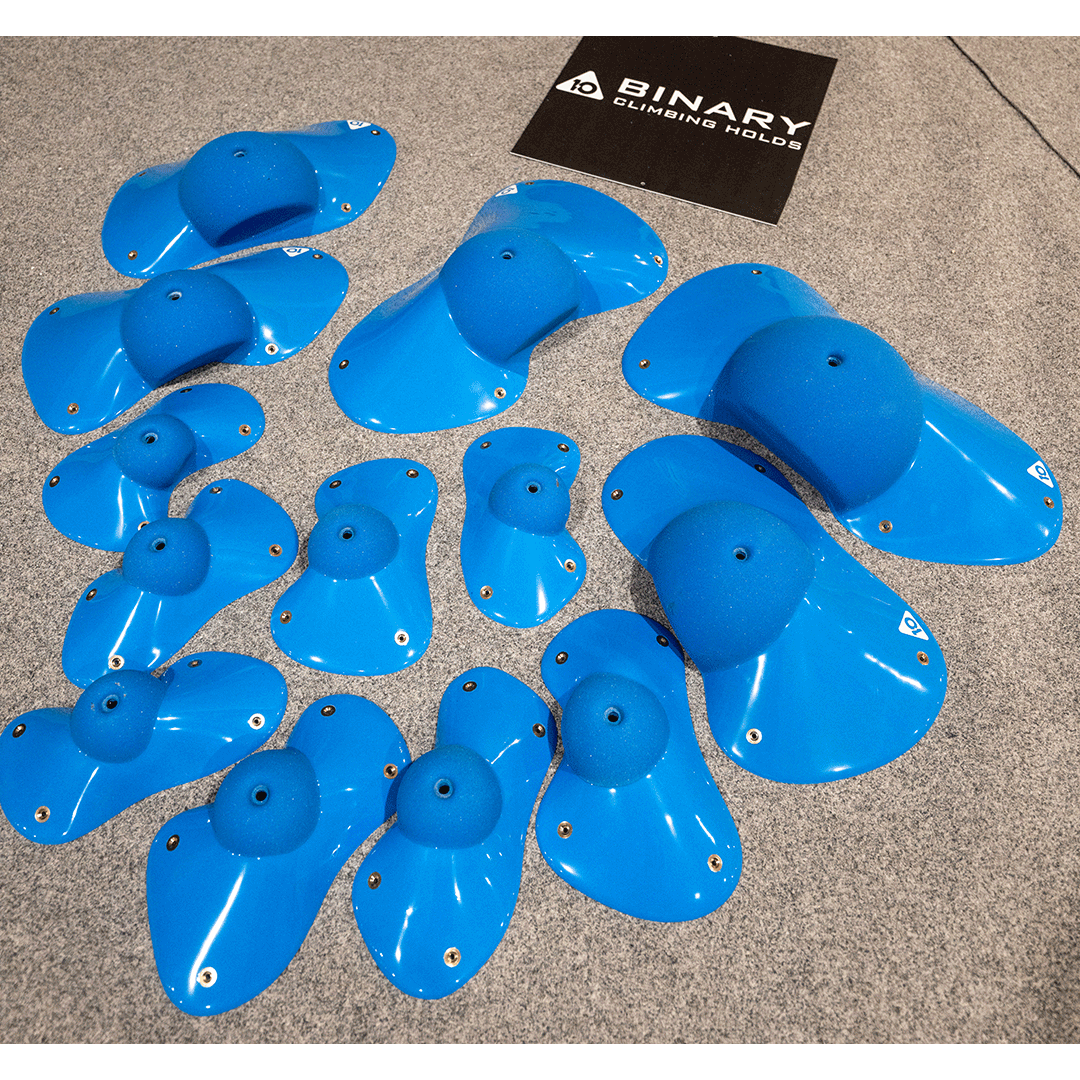 Binary climbing holds at 2026 Grip Showcase Salt Lake City