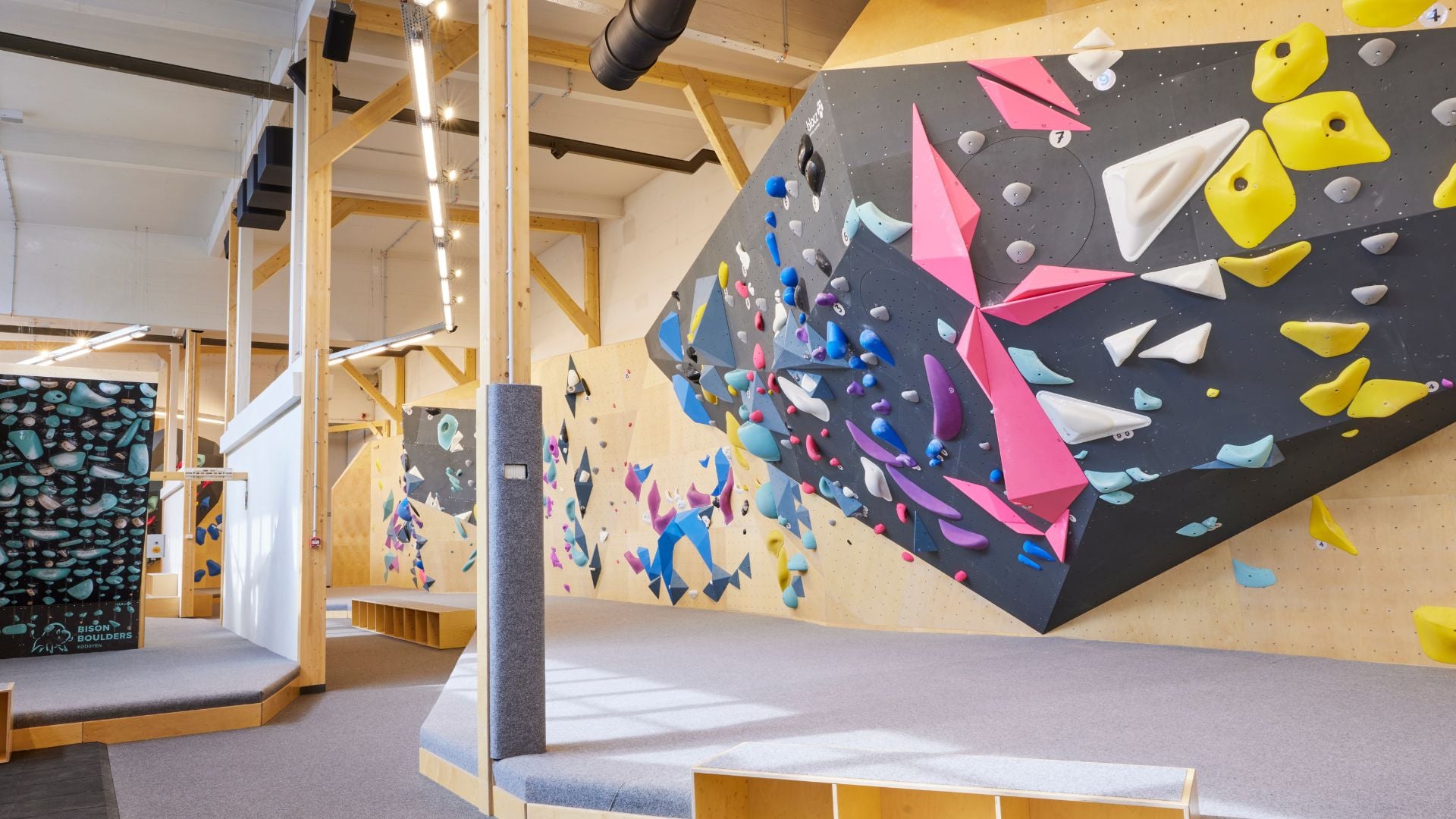 Some of the new bouldering walls at Bison Boulders Kødbyen