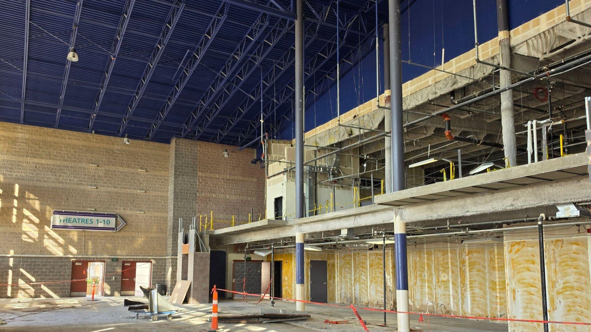 Inside the former theater being repurposed for climbing