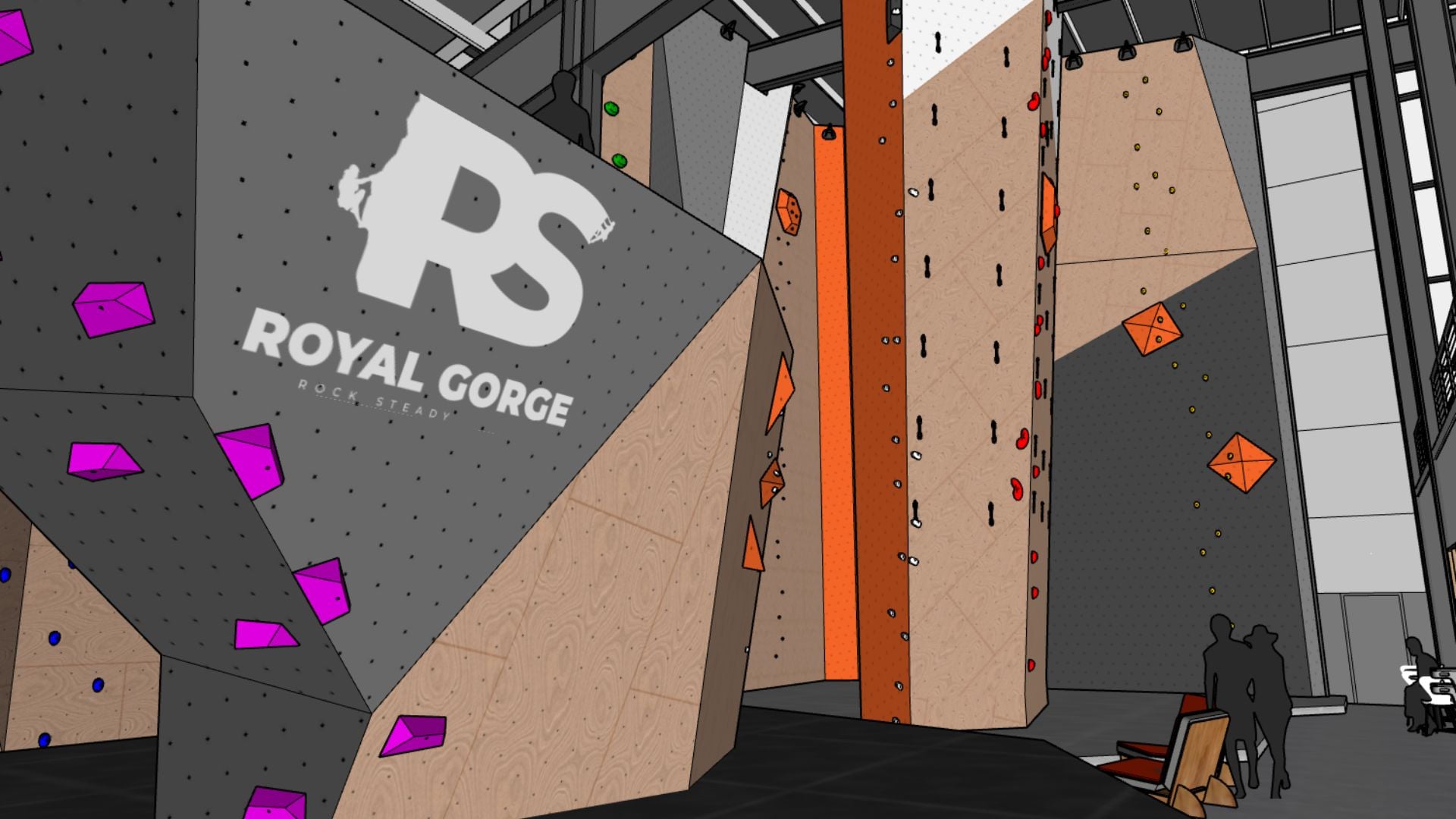 A rendering of some planned climbing walls at Royal Gorge Rock Steady