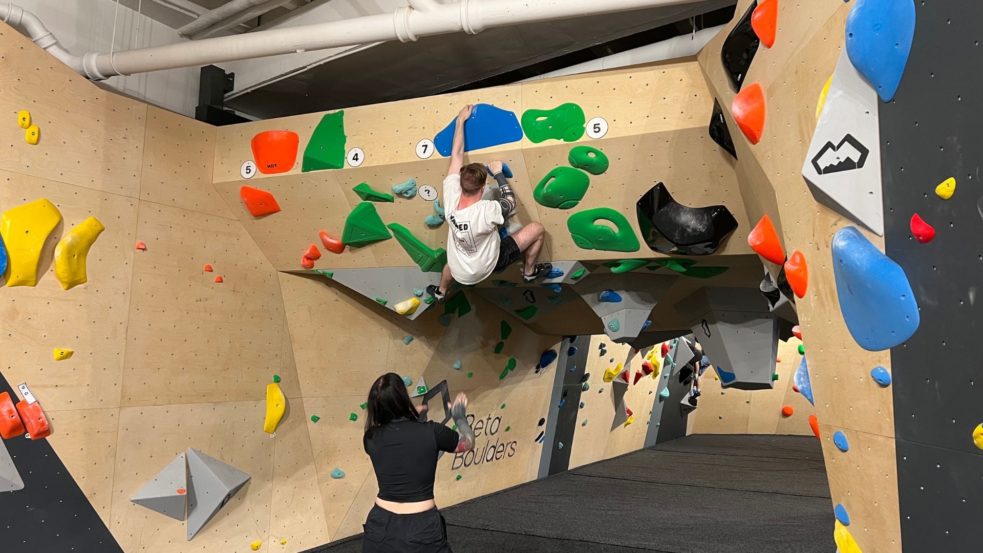 Climbers bouldering at Beta Boulders Malmö