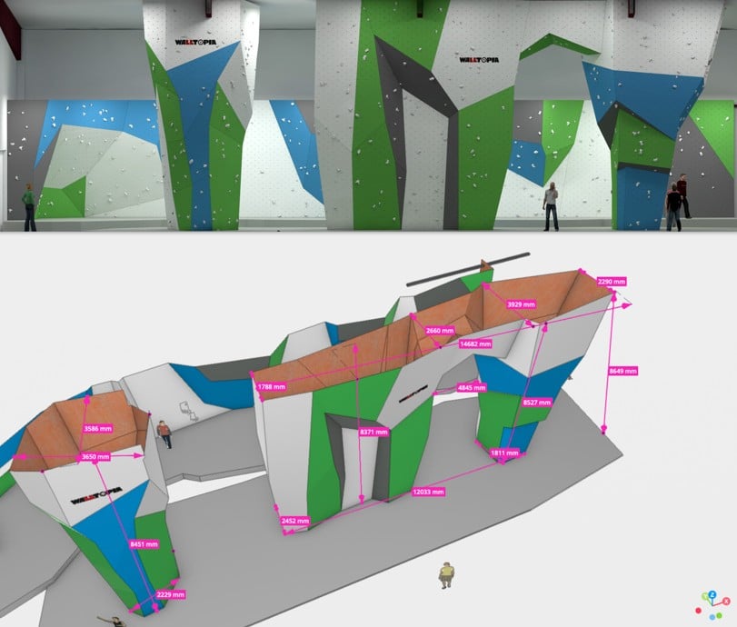Walltopia Freestanding Lead Climbing Walls and Steel Structure
