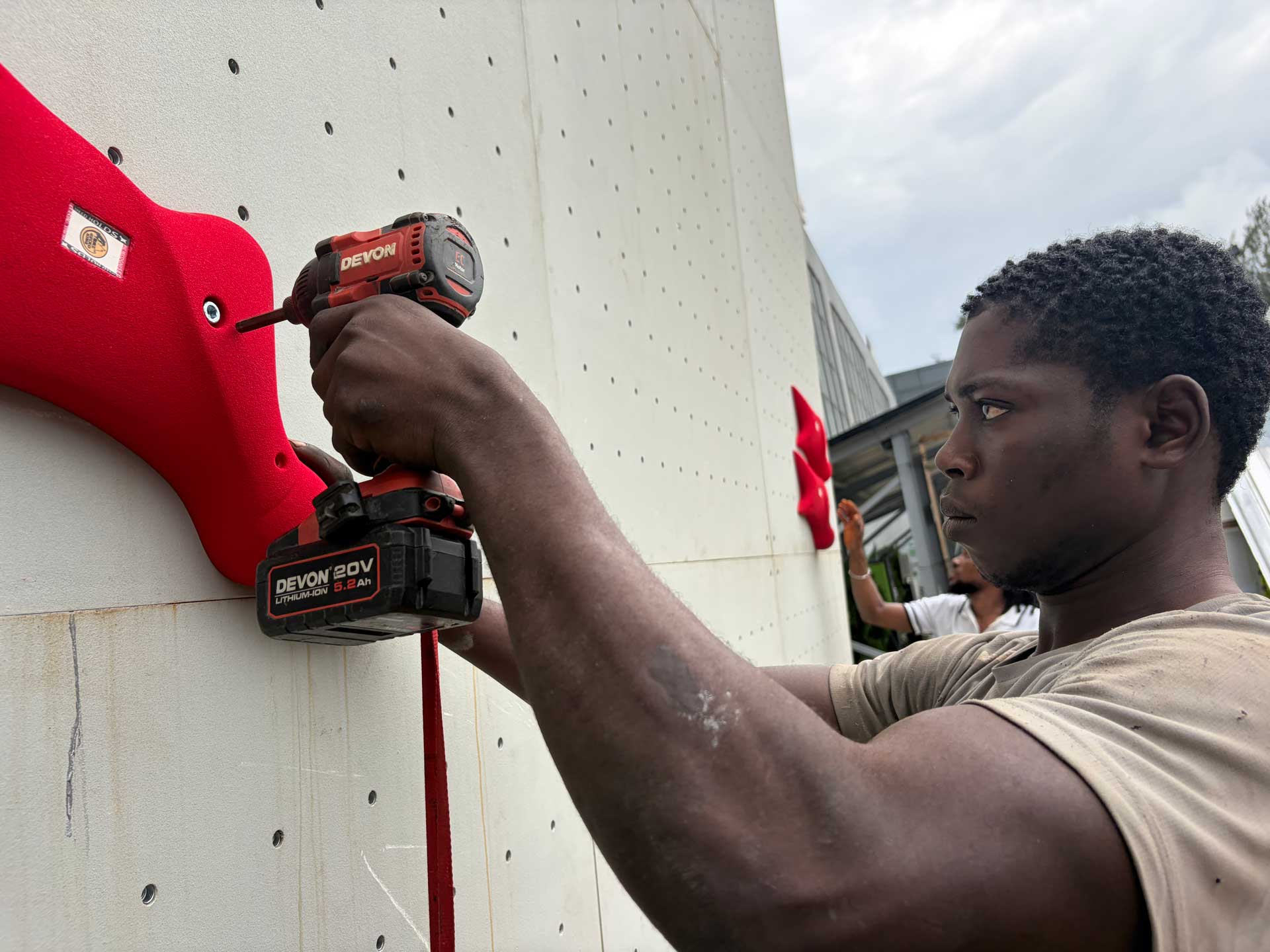 Drilling a hold on Weland's speed wall