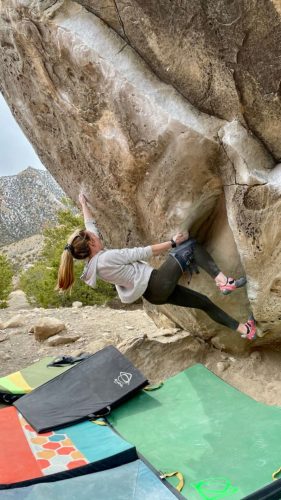 Claire Gordon climbing outside