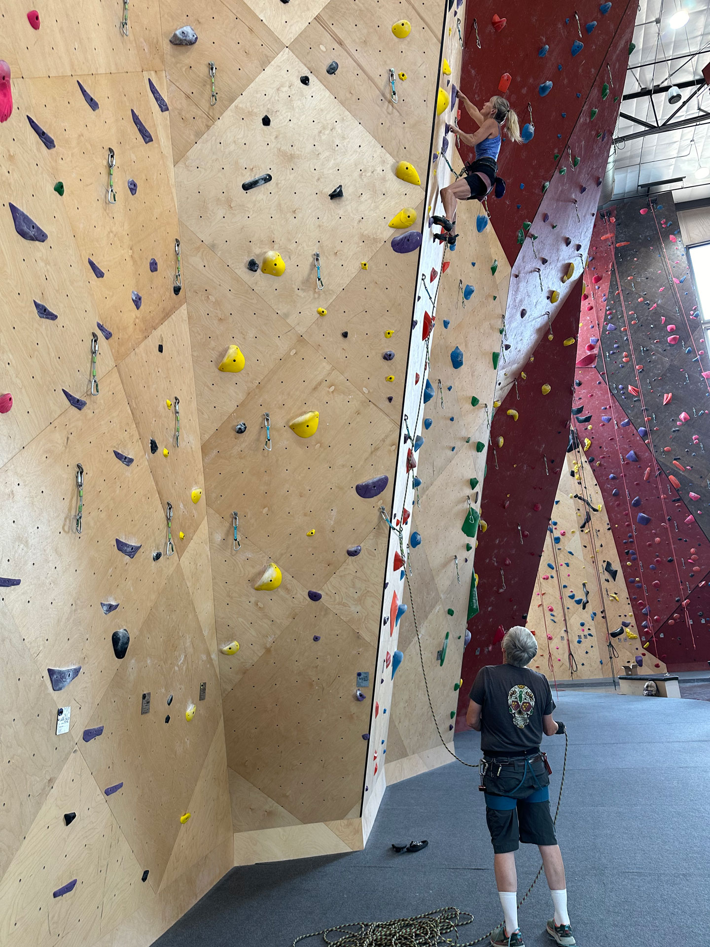 Belaying and climbing at Contact