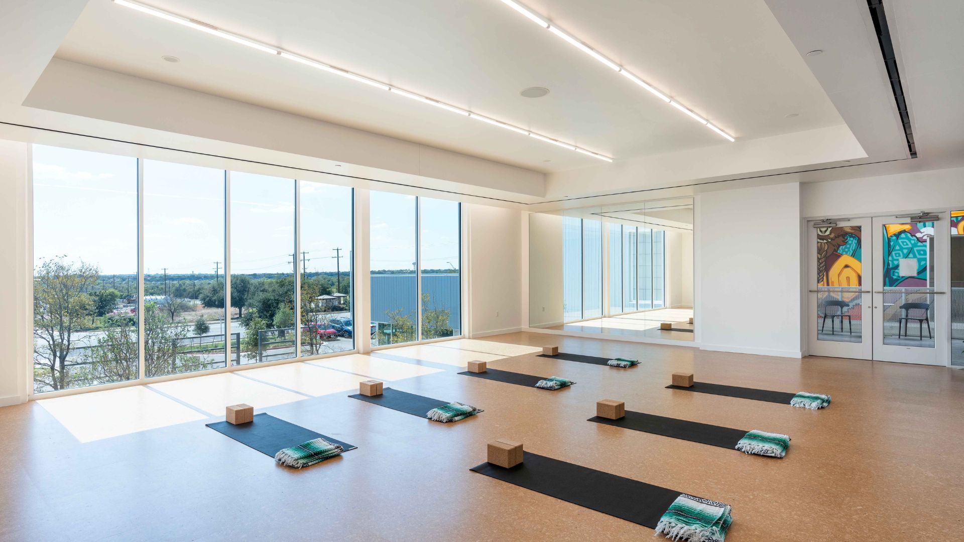 The yoga studio at Crux Pflugerville