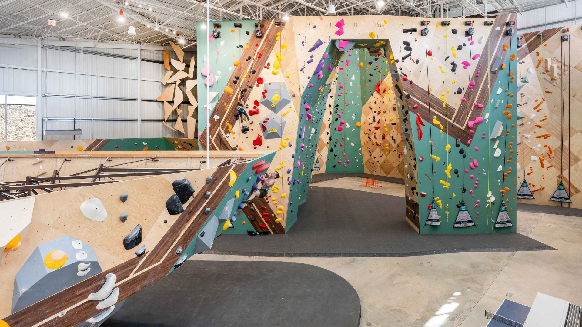 More roped climbing walls at the new gym