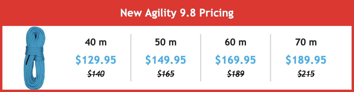 image of agility 9.8 rope prices